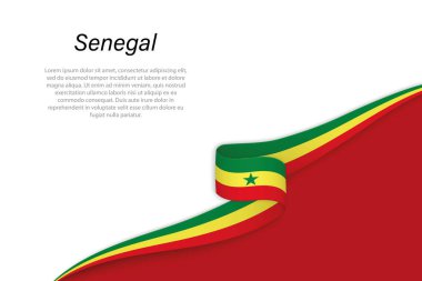 Senegal 'in telif uzayı arka planına sahip dalga bayrağı. Sancak veya kurdele vektör şablonu