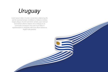 Telif uzayı arka planına sahip Uruguay 'ın dalga bayrağı. Sancak veya kurdele vektör şablonu