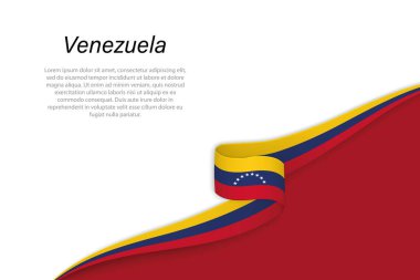 Venezuela 'nın telif uzayı arka planına sahip dalga bayrağı. Sancak veya kurdele vektör şablonu