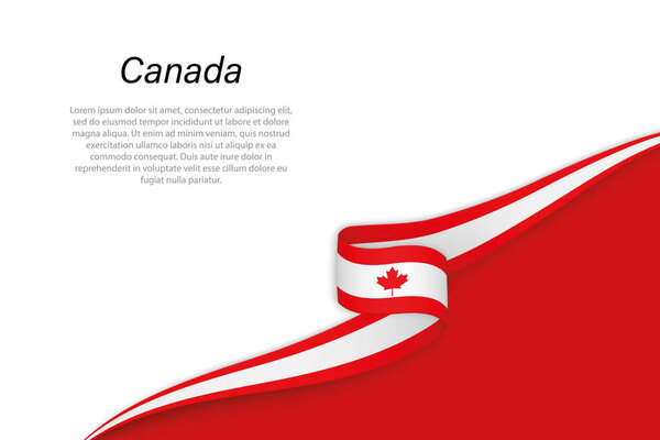 Wave flag of Canada with copyspace background. Banner or ribbon vector template
