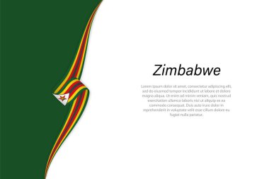 Telif uzayı geçmişi olan Zimbabwe 'nin dalga bayrağı. Sancak veya kurdele vektör şablonu