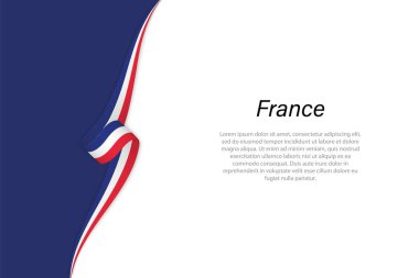 Telif uzayı geçmişi olan Fransa bayrağı dalgası. Sancak veya kurdele vektör şablonu