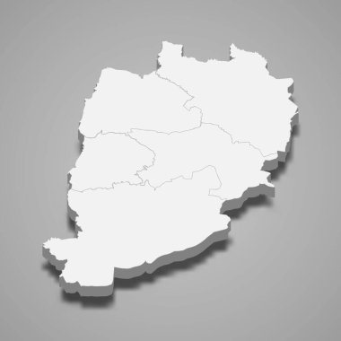 Beni-Mellal-Khenifra 'nın 3d izometrik haritası Fas' ın bir bölgesidir.