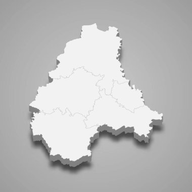 3d izometrik Diekirch haritası, Lüksemburg 'un bir ilçesidir.