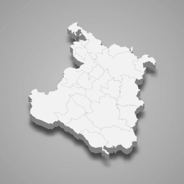 Karlovac 3d izometrik haritası, vektör illüstrasyonunda Hırvatistan 'ın bir ilçesidir.