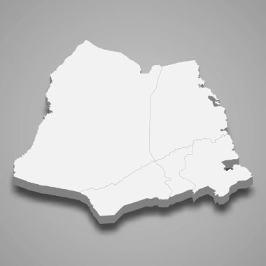 Lindi 'nin 3d izometrik haritası, Tanzanya' nın bir bölgesidir.