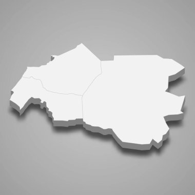 Louga 'nın 3d izometrik haritası Senegal' in bir bölgesidir.