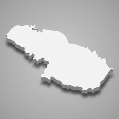 Virovitica-Podravina 'nın 3d izometrik haritası Hırvatistan' da bir ilçe, vektör illüstrasyonudur