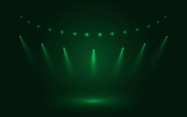 Yuvarlak fütüristik teknoloji kullanıcı arayüzünün sahne ışıklarıyla soyut arka plan stadyum sahne salonu