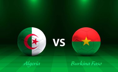 Cezayir, Burkina Faso 'ya karşı futbol afrika turnuvasının 2023 sayılı skorbordu yayın şablonu.