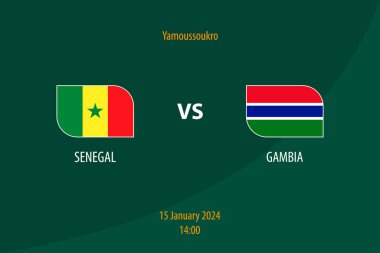 Senegal, Gambiya Futbol Skorbord 'una karşı. Futbol Afrika Turnuvası 2023 Şablonu.