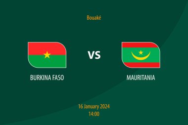 Burkina Faso, Moritanya Futbol Skorbord 'una karşı Futbol Afrika Turnuvası 2023 için yayın şablonu