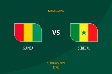 Gine, Senegal Futbol Skorbord 'una karşı Futbol Afrika Turnuvası 2023 Şablonu