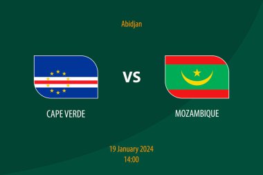 Cape Verde, Mozambik futbol skor tabelasına karşı. Futbol Afrika Turnuvası 2023.