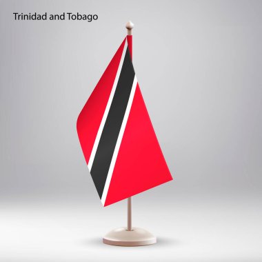 Bayrak standında asılı Trinidad ve Tobago bayrağı. Zirve veya konferans sunumu için kullanılabilir
