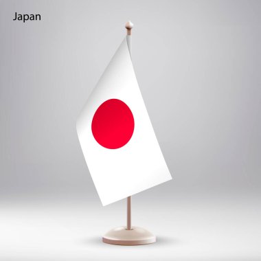 Bayrak standında asılı Japon bayrağı. Zirve veya konferans sunumu için kullanılabilir