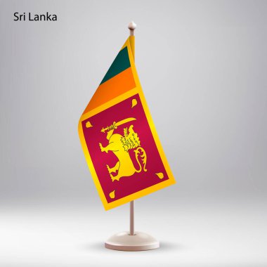 Bayrak standında asılı Sri Lanka bayrağı. Zirve veya konferans sunumu için kullanılabilir