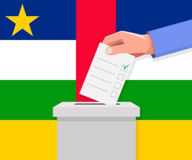Orta Afrika Cumhuriyeti seçim konsepti. El, oy sandığına ilan verdi.