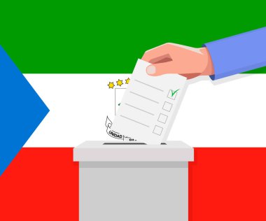 Ekvator Ginesi seçim konsepti. El, oy sandığına ilan verdi.