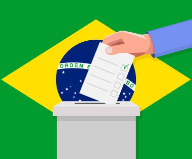 Brezilya seçim konsepti. El, oy sandığına ilan verdi.