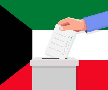 Kuveyt seçim konsepti. El, oy sandığına ilan verdi.