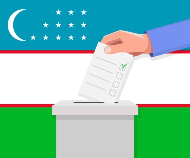 Özbekistan seçim konsepti. El, oy sandığına ilan verdi.