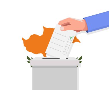 Kıbrıs seçim konsepti. El, oy sandığına ilan verdi.