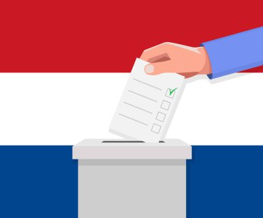 Hollanda seçim konsepti. El, oy sandığına ilan verdi.