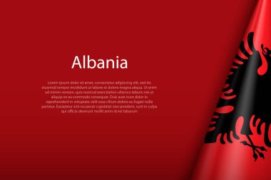 Arnavutluk 'un 3d ulusal bayrağı arka planda telif uzayıyla izole edildi