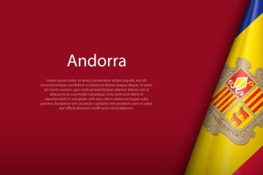 Copyspace ile Andorra ulusal bayrağı koyu arkaplanda izole edildi