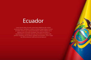 Ekvador ulusal bayrağı telif uzayı ile koyu arkaplanda izole edildi