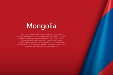 Moğolistan ulusal bayrağı telif uzayı ile karanlık arka planda izole edildi