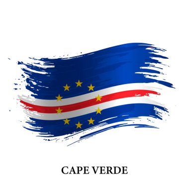 Cape Verde Grunge bayrağı, fırça darbesi vektör arkaplanı 