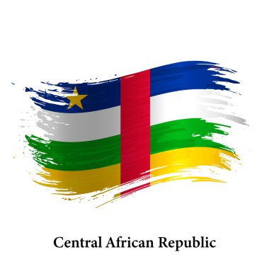 Orta Afrika Cumhuriyeti Grunge bayrağı, fırça darbesi vektör arka planı 
