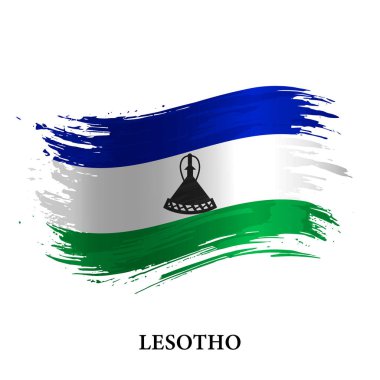 Lesotho Grunge bayrağı, fırça darbesi vektör arkaplanı 