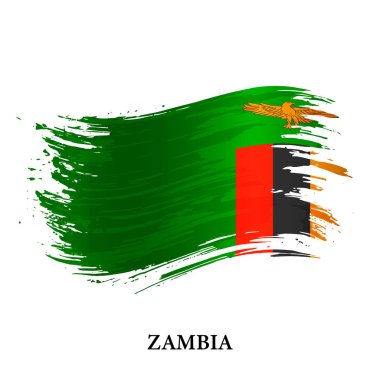 Zambiya Grunge bayrağı, fırça darbesi vektör arkaplan 