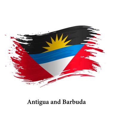 Antigua ve Barbuda 'nın Grunge bayrağı, fırça darbesi vektör arka planı 