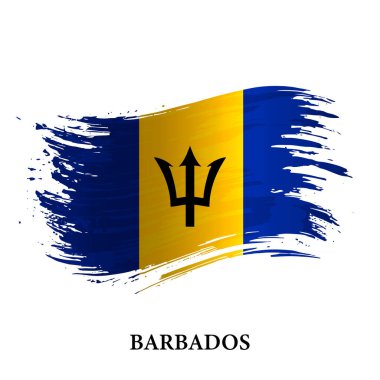 Barbados 'un Grunge bayrağı, fırça darbesi vektör arka planı 