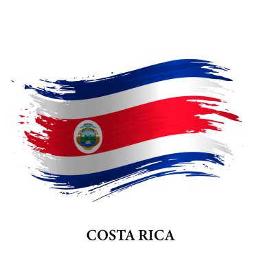 Kosta Rika Grunge bayrağı, fırça darbesi vektör arka planı 