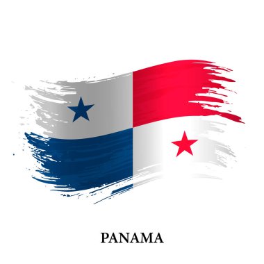 Panama Grunge bayrağı, fırça darbesi vektör arkaplanı 