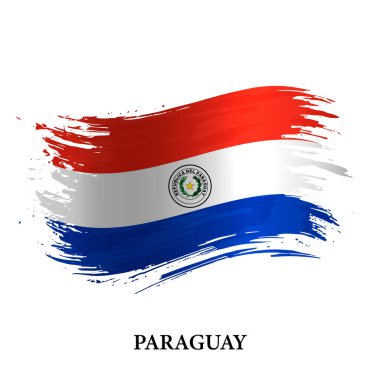 Paraguay Grunge bayrağı, fırça darbesi vektör arkaplanı 