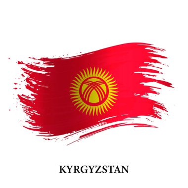 Kırgızistan 'ın Grunge bayrağı, fırça darbesi vektör arka planı 