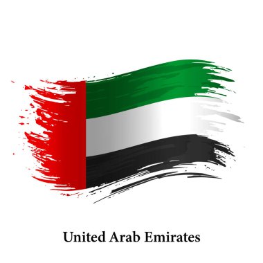 Birleşik Arap Emirlikleri Grunge bayrağı, fırça darbesi vektör arkaplan 