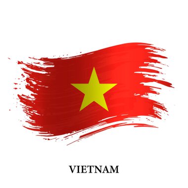 Grunge Vietnam bayrağı, fırça darbesi vektör geçmişi 