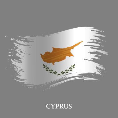 Kıbrıs Grunge bayrağı, fırça darbesi vektör arka planı 