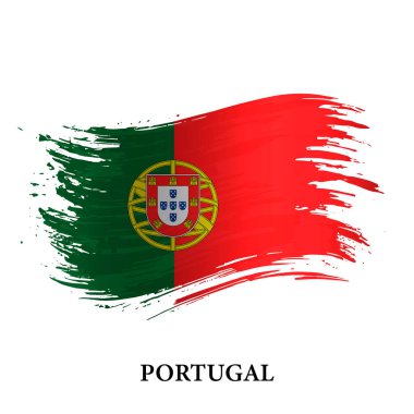 Portekiz Grunge bayrağı, fırça darbesi vektör arka planı 
