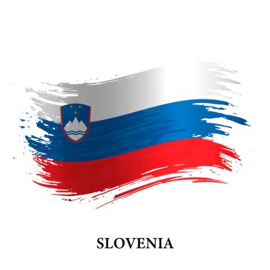 Slovenya Grunge bayrağı, fırça darbesi vektör arka planı 