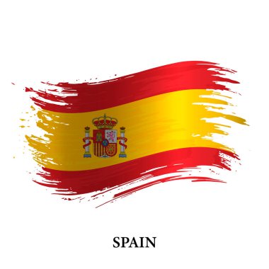İspanya Grunge bayrağı, fırça darbesi vektör arkaplanı 