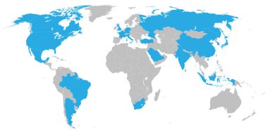 Dünyanın siyasi haritasında G20 üye ülkesi