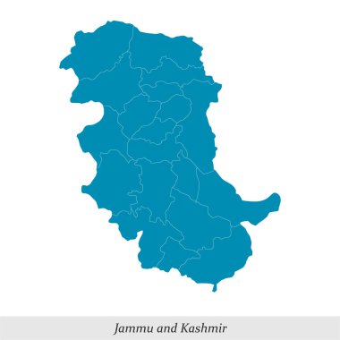 Jammu ve Kashmir haritası Hindistan 'ın sınırları olan bir Birlik bölgesidir.